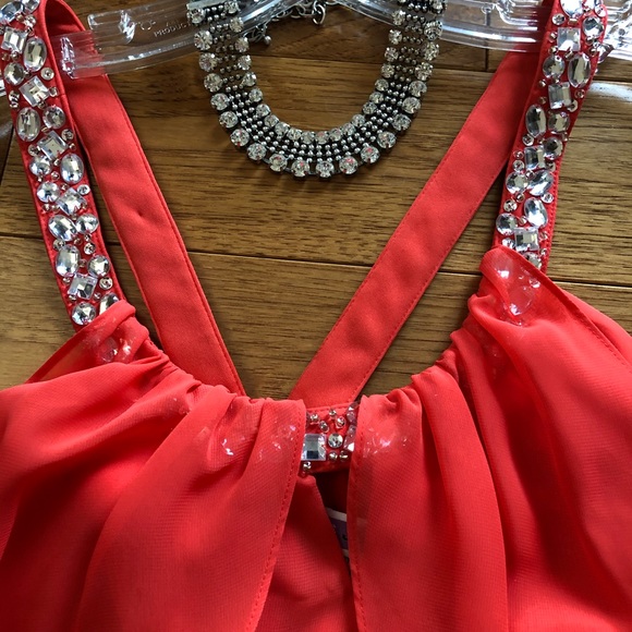 Great condition-Flirty Date Dress - Coral Red - Picture 3 of 3